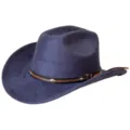 Sombrero de vaquero retro con ala levantada, efecto ante para estilo ecuestre al aire libre. - M (56-58cm) / Azul marino
