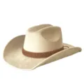 Cappello da cowboy western vintage in eco-camoscio americano con fascia intrecciata. - M（56-58cm） / Beige