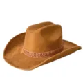 Cappello da cowboy western in camoscio marrone con fascia intrecciata dettaglio jazz retrò - M（56-58cm） / Marrone