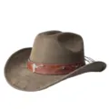 Cappello da cowboy western vintage, cappello jazz in camoscio a tesa larga con decoro toro. - M（56-58cm） / Verde militare