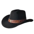 Cappello da cowboy western vintage con teschio di toro, cappello jazz in camoscio a tesa larga. - M（56-58cm） / Nero