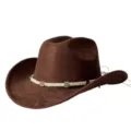Cappello da cowboy western in camoscio marrone vintage con fascia di perline intrecciate - M（56-58cm） / Caffè