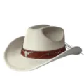 Cappello da cowboy occidentale in camoscio vintage tesa larga jazz beige con toro - M（56-58cm） / Bianco avorio