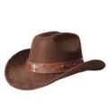 Cappello da Cowboy in Scamosciato Marrone - Stile Western con Decorazione Teschio di Toro - M（56-58cm） / Caffè