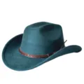 Dettaglio cappello da cowboy western in camoscio retro, cappello da cavaliere a tesa larga. - M（56-58cm） / Verde malachite