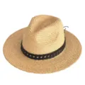 Summer straw fedora hat for women and men, beach sun protection panama hat with black braid band. - Black Hollow-out Hat Band
