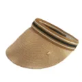 Chapeau visière en paille d'été pour femmes, casquette tressée anti-UV de plage décontractée. - M (56-58cm) / Serre-tête Rayé Marron Paille Fine Tressée Khaki Chapeau Visière