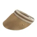 Femme ete Chapeau Visiere de Soleil Paille Loisir Plage Vide Dessus UV Protection Beige Variant - M (56-58cm) / Serre-tête Rayé Khaki Paille Fine Tressée Khaki Chapeau Visière