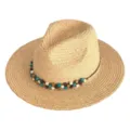 Summer straw hat women beach sun protection raffia fedora hat with wooden beads decor - Colorful Wooden Beads Decor