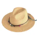 Summer straw panama hat with colorful beads, perfect for beach vacation and sun protection. - Colorful Beaded Decoration