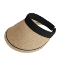 Visière de soleil en paille pour femme, chapeau de plage d'été avec bandeau noir chic. - M (56-58cm) / Serre-tête Noir Multicolore Paille Fine Tressée Khaki Chapeau Visière