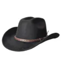 Cappello da cowboy western in camoscio retro, classico cappello da cavaliere. - M（56-58cm） / Nero
