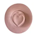 Chapeau fedora rose en suédine cœur large bord détail, accessoire de mode élégant - M (56-58cm) / Rose