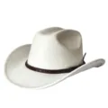Cappello da cowboy western in camoscio retro americano tesa larga cappello da cavaliere - M（56-58cm） / Bianco