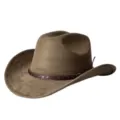 Cappello da Cowboy Western in Camoscio Vintage Retro tesa larga Fedora Outdoor Marrone - M（56-58cm） / Verde militare