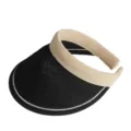 Chapeau de soleil visière en paille japonais pour femmes, plage d'été anti-UV casquette. - M (56-58cm) / Serre-tête Beige Multicolore Paille Fine Tressée Noire Chapeau Visière