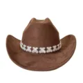 Brown western cowboy hat with sparkling rhinestone butterfly band for parties and stage wear - M (56-58cm) / Coffee