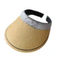 Chapeau visière de soleil en paille style japonais pour femmes, plage d'été anti-uv chapeau. - M (56-58cm) / Serre-tête Bleu Gris Style Chinois Paille Fine Tressée Khaki Chapeau Visière
