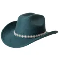 Vintage Strass Wildleder Western Cowboy Hut, dunkelgrün Outdoor Party Hochzeit Top Hut - M (56-58cm) / Malachitgrün
