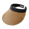 Chapeau de soleil en paille élégant pour femmes, idéal pour la plage et la protection UV. - M (56-58cm) / Serre-tête Rayé Noir Paille Fine Tressée Khaki Chapeau Visière
