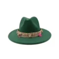 Chapeau fedora bohème vert avec bande de coquillages et glands pour femme mode voyage. - M (56-58cm) / Vert Foncé
