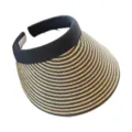 Chapeau visière de soleil en paille japonais pour femmes, plage d'été protection UV bandeau. - M (56-58cm) / Serre-tête Rayé Noir Paille Tressée Noir et Blanc Chapeau Visière