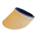 Chapeau de paille japonais anti-UV pour femme, elegante visiere de plage d'ete. - M (56-58cm) / Serre-tête Violet Paille Fine Tressée Khaki Chapeau Visière