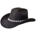 Retro Strass Wildleder Western Cowboy Hut Damen, elegante Party Hochzeit Zylinder Hut schwarz. - M (56-58cm) / Schwarz