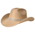 Strass Western Cowboyhut Kunstwildleder breite Krempe Partyhut Damen Mode Foto Requisiten - M (56-58cm) / Camel