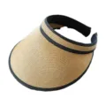 Chapeau visiere de soleil paille femme ete plage haut vide anti UV tressee variante cap - M (56-58cm) / Multicolore Paille Fine Tressée Khaki Chapeau Visière