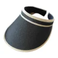 Chapeau visière de soleil en paille noir femme été plage bandeau de protection UV paille - M (56-58cm) / Multicolore Paille Fine Tressée Noire Chapeau Visière