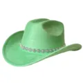 Grüner Wildleder Western Cowboy Hut mit Strass Metall Band Party Kleid Hut Variante - M (56-58cm) / Fluoreszierendes Grün