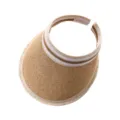 Visière de soleil en paille pour femme, chapeau de plage vide avec bande rayée et franges. - M (56-58cm) / Serre-tête Frangé Beige Khaki Paille Fine Tressée Khaki Chapeau Visière