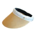Chapeau visière de soleil en paille femme été plage top vide protection UV élégant chapeau - M (56-58cm) / Serre-tête Beige Style Élégant Paille Fine Tressée Khaki Chapeau Visière