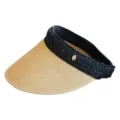 Chapeau visière de paille style japonais, bord kaki avec bandeau noir brillant pour femme. - M (56-58cm) / Serre-tête Noir Style Élégant Paille Fine Tressée Khaki Chapeau Visière