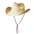Chapeau de paille cowboy occidental été plage extérieur protection solaire photo mode - M (56-58cm) / Simple Sans Accessoires-Beige