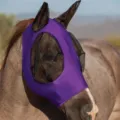 Purple horse fly mask with mesh ears and eyes for anti-mosquito protection outdoors. - General Purpose / Purple