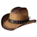 Chapeau de cowboy occidental vintage en paille avec boucle de taureau pour été. - M (56-58cm) / Khaki