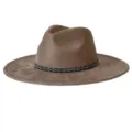Chapeau fedora en suédine kaki avec bande strass, large bord, élégant chapeau de jazz. - M (56-58cm) / Mocha