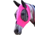 Pink horse fly mask with breathable mesh ears and eyes for outdoor horse riding protection - General Purpose / Rose Red
