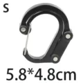 Mini 360-degree rotating folding carabiner clip, aluminum alloy outdoor travel keychain S size - Small - Black