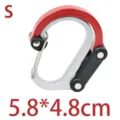 Small aluminum alloy D-shaped folding carabiner multi-functional outdoor keychain hook S - Small - Red