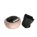 Memory foam travel neck pillow with storage bag, ergonomic U-shaped support for flight. - Pink