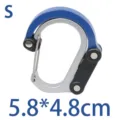 Folding aluminum alloy carabiner multi-functional outdoor clip size 5.8x4.8cm here - Small - Blue