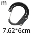 Black D-shaped aluminum carabiner 360-degree rotating multi-functional outdoor keyring hook. - Medium - Black