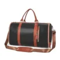 Black PU travel duffle bag, portable large capacity storage luggage handbag product. - One Size / Black Brown