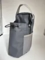 Graue Fitness-Wasserflasche Tasche mit Netztasche und Kordelzug, tragbarer Fitnessstudiobeutel. - 3 Starke Magnete / Grau