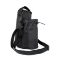 Schwarze Umhängetasche für Trinkflaschen mit verstellbarem Gurt Netztasche und Kordelzug. - 3 Starke Magnete / Schwarz