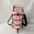 Rosa Outdoor Sport Wasserflasche Tasche Umhängetasche Flaschenhalter mit verstellbarem Gurt. - Rosa - 3 Starke Magnete Reflektierender Streifen Version