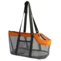 Atmungsaktive Mesh Haustier Transporttasche für kleine Hunde Katzen orange leichte Reisetasche - Grau Und Orange